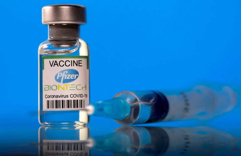 FILE PHOTO: Picture illustration of a vial labelled with the Pfizer-BioNTech coronavirus disease (COVID-19) vaccine